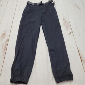 TNA black super high rise belted utility cargo jogger pants